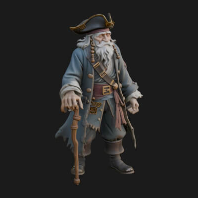 Pirate Captain Statue Design 2 3D Print Model
