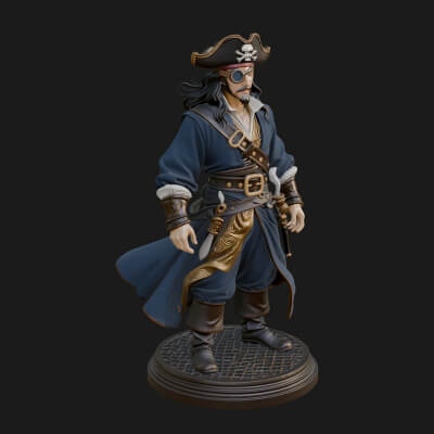 Pirate Captain Statue Design 20 3D Print Model