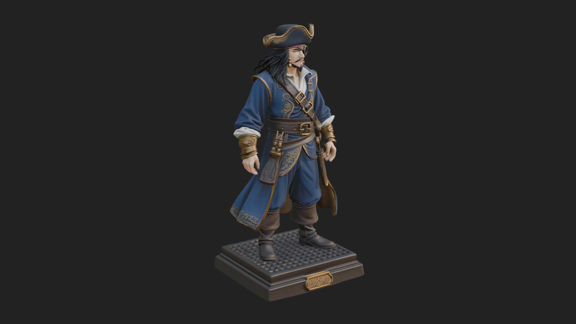 Pirate Captain Statue Design 21 3D Print Model 3D Model