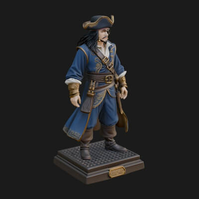 Pirate Captain Statue Design 21 3D Print Model