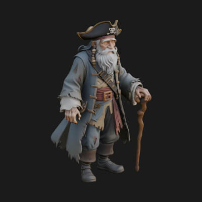 Pirate Captain Statue Design 3 3D Print Model