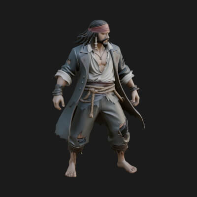 Pirate Captain Statue Design 5 3D Print Model