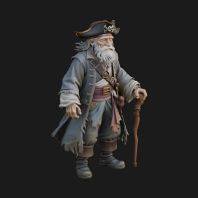 Pirate Captain Statue Design 7 3D Print Model