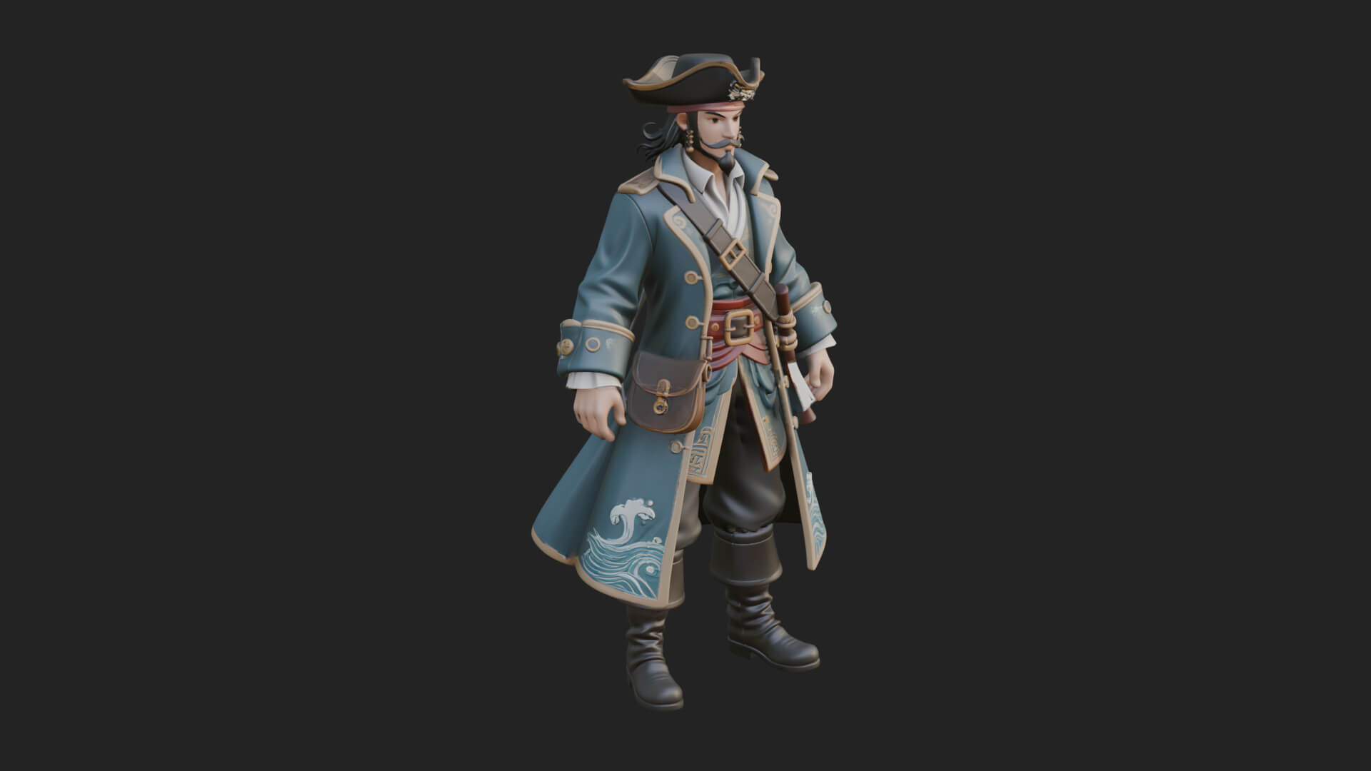 Pirate Captain Statue Design 8 3D Print Model 3D Model