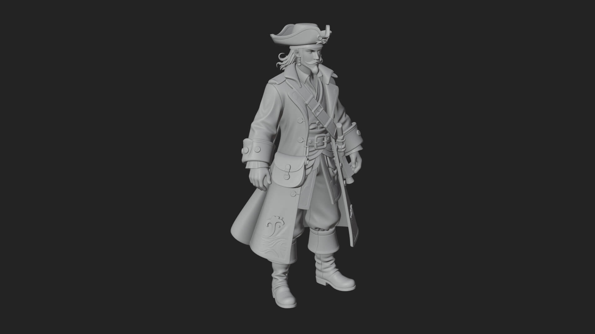 Pirate Captain Statue Design 8 3D Print Model 3D Model