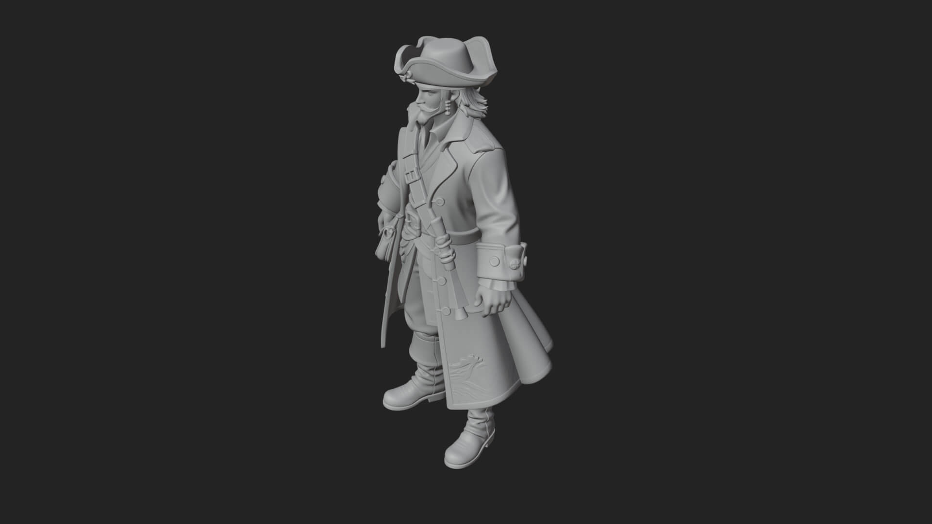Pirate Captain Statue Design 8 3D Print Model 3D Model