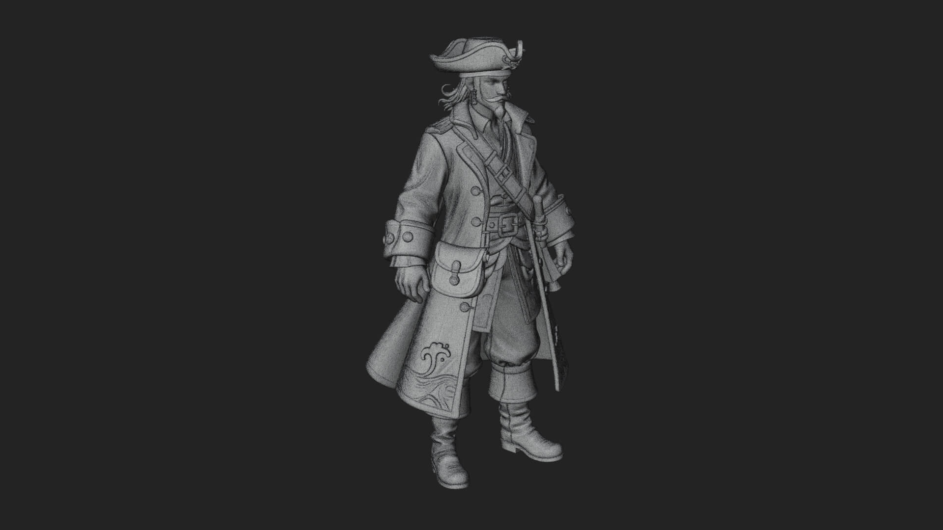 Pirate Captain Statue Design 8 3D Print Model 3D Model