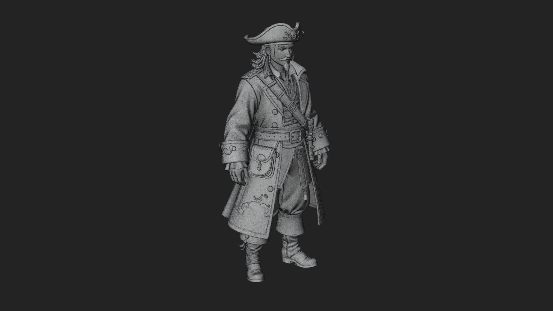 Pirate Captain Statue Design 9 3D Print Model 3D Model