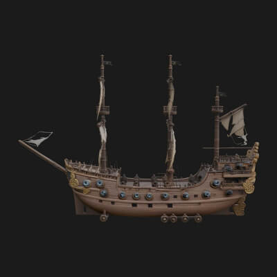 Pirate Sailing Ship Model Design 1 3D Print Model