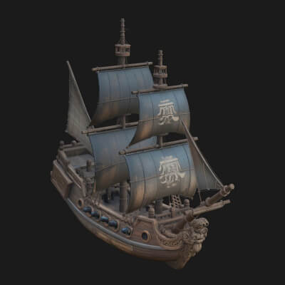 Pirate Sailing Ship Model Design 2 3D Print Model