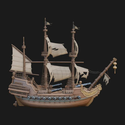 Pirate Sailing Ship Model Design 3 3D Print Model