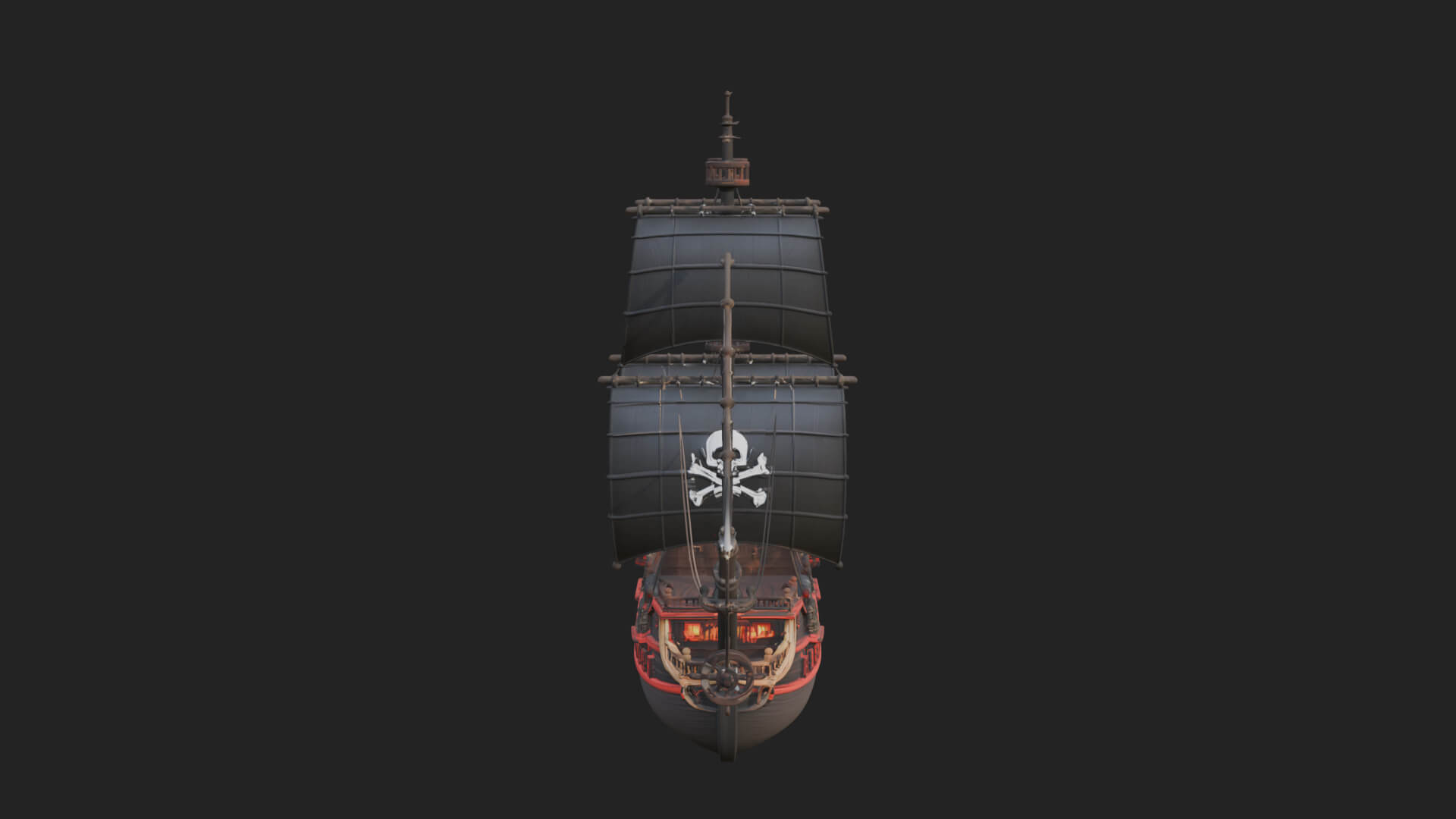 Pirate Sailing Ship Model Design 4 3D Print Model 3D Model