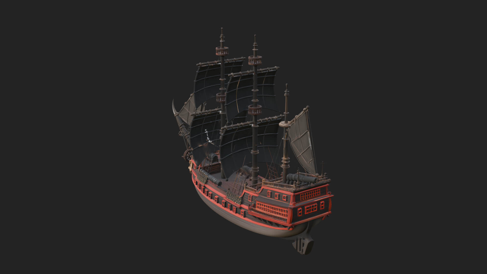 Pirate Sailing Ship Model Design 4 3D Print Model 3D Model