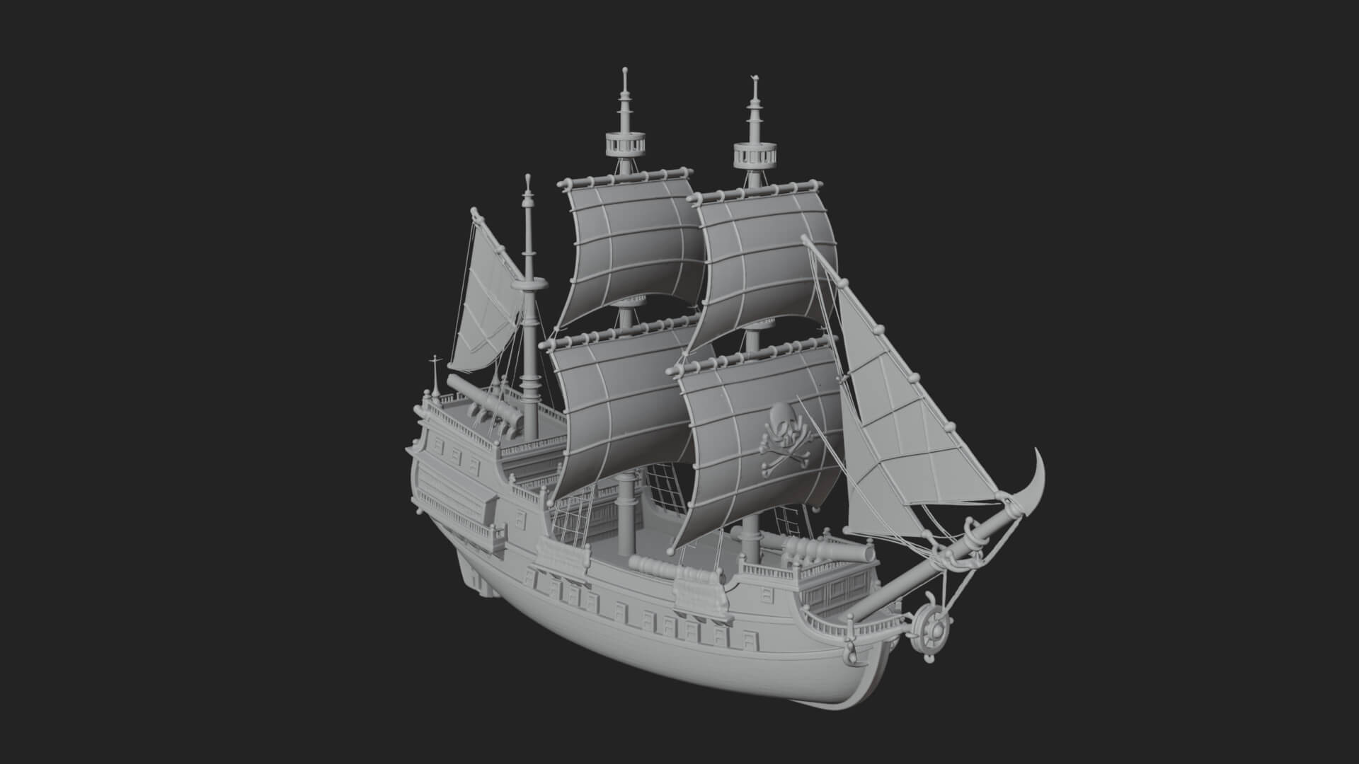 Pirate Sailing Ship Model Design 4 3D Print Model 3D Model