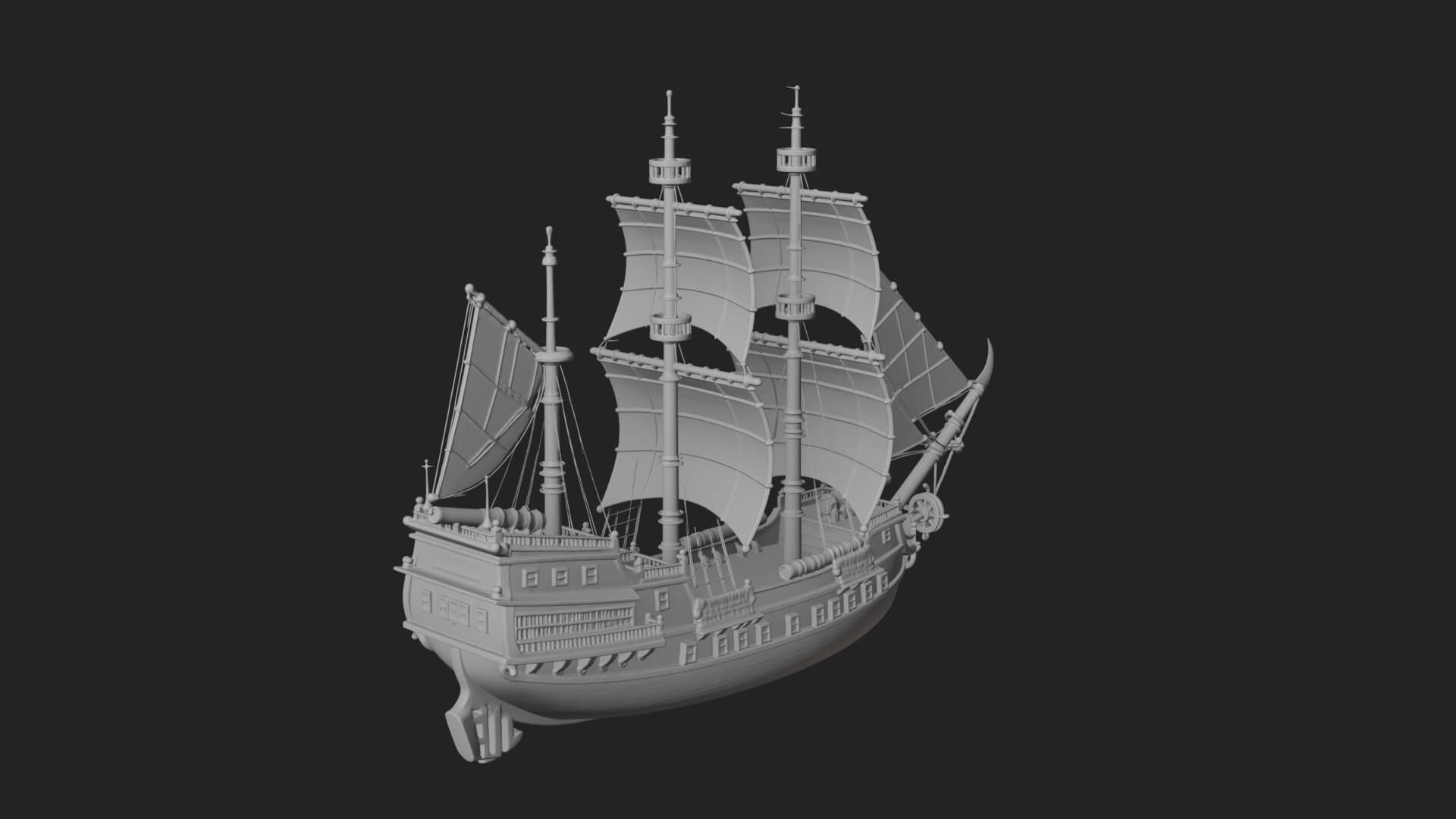 Pirate Sailing Ship Model Design 4 3D Print Model 3D Model