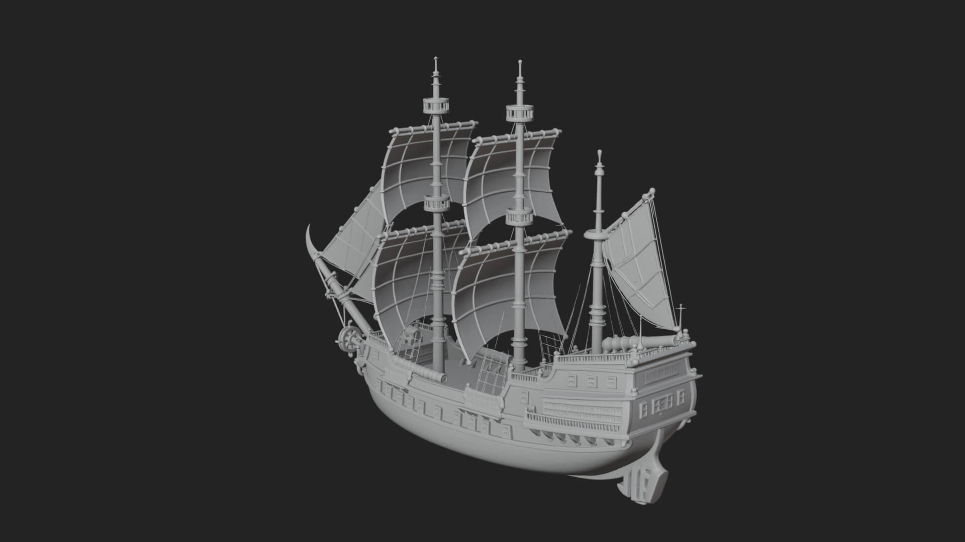 Pirate Sailing Ship Model Design 4 3D Print Model 3D Model