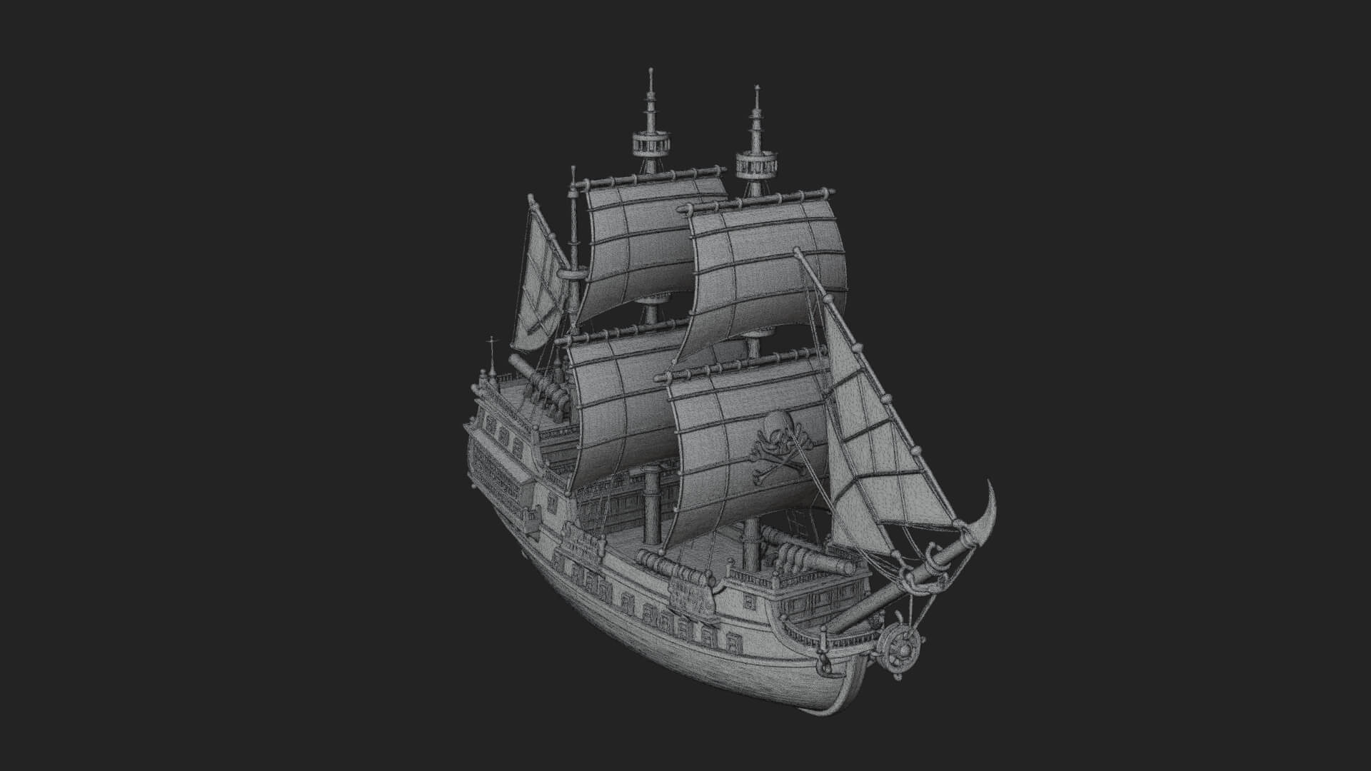 Pirate Sailing Ship Model Design 4 3D Print Model 3D Model