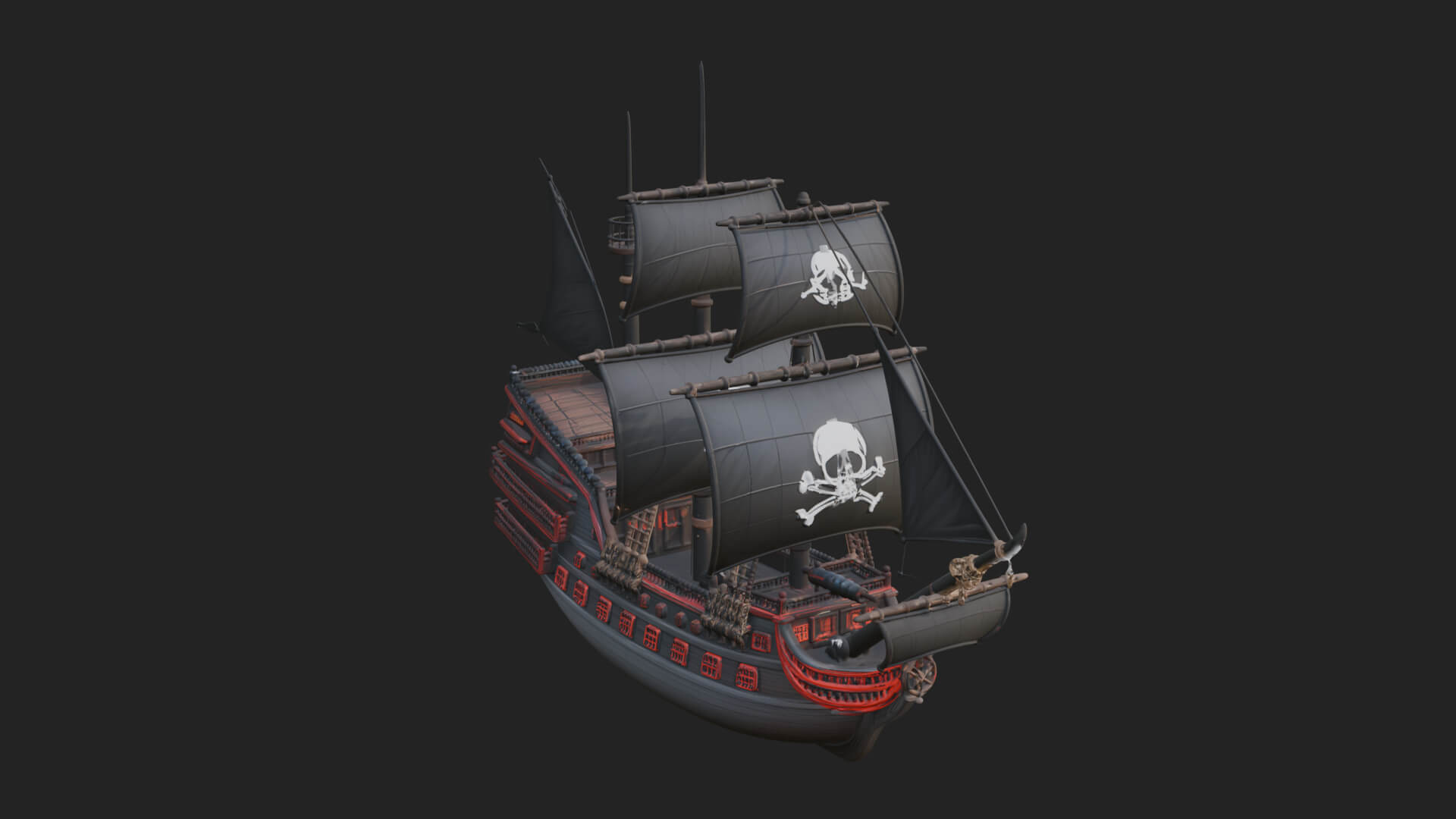 Pirate Sailing Ship Model Design 5 3D Print Model 3D Model