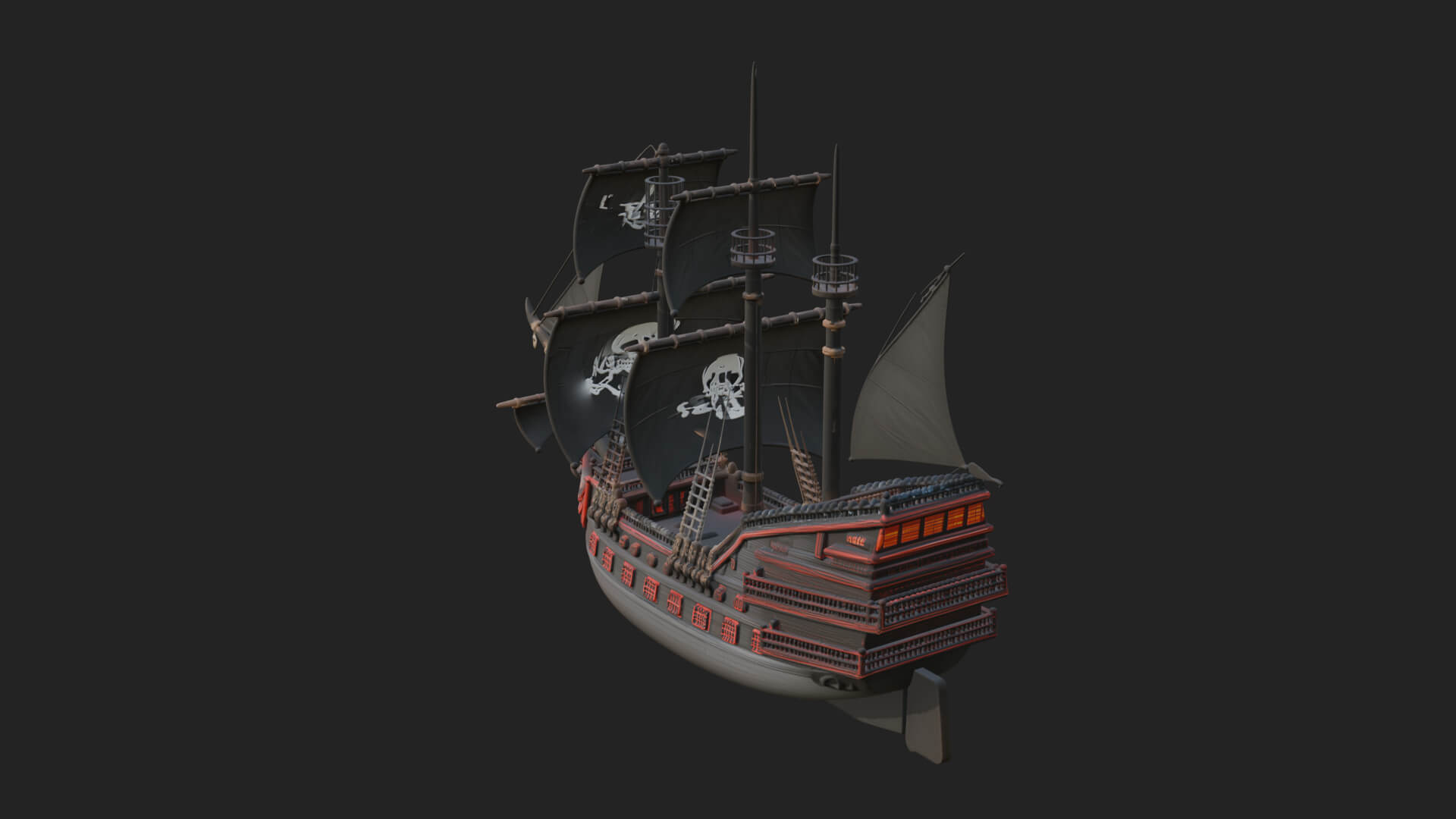 Pirate Sailing Ship Model Design 5 3D Print Model 3D Model