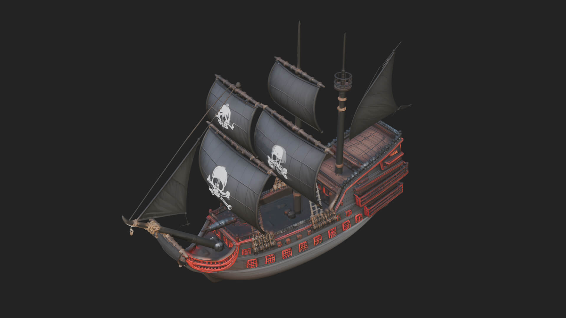 Pirate Sailing Ship Model Design 5 3D Print Model 3D Model