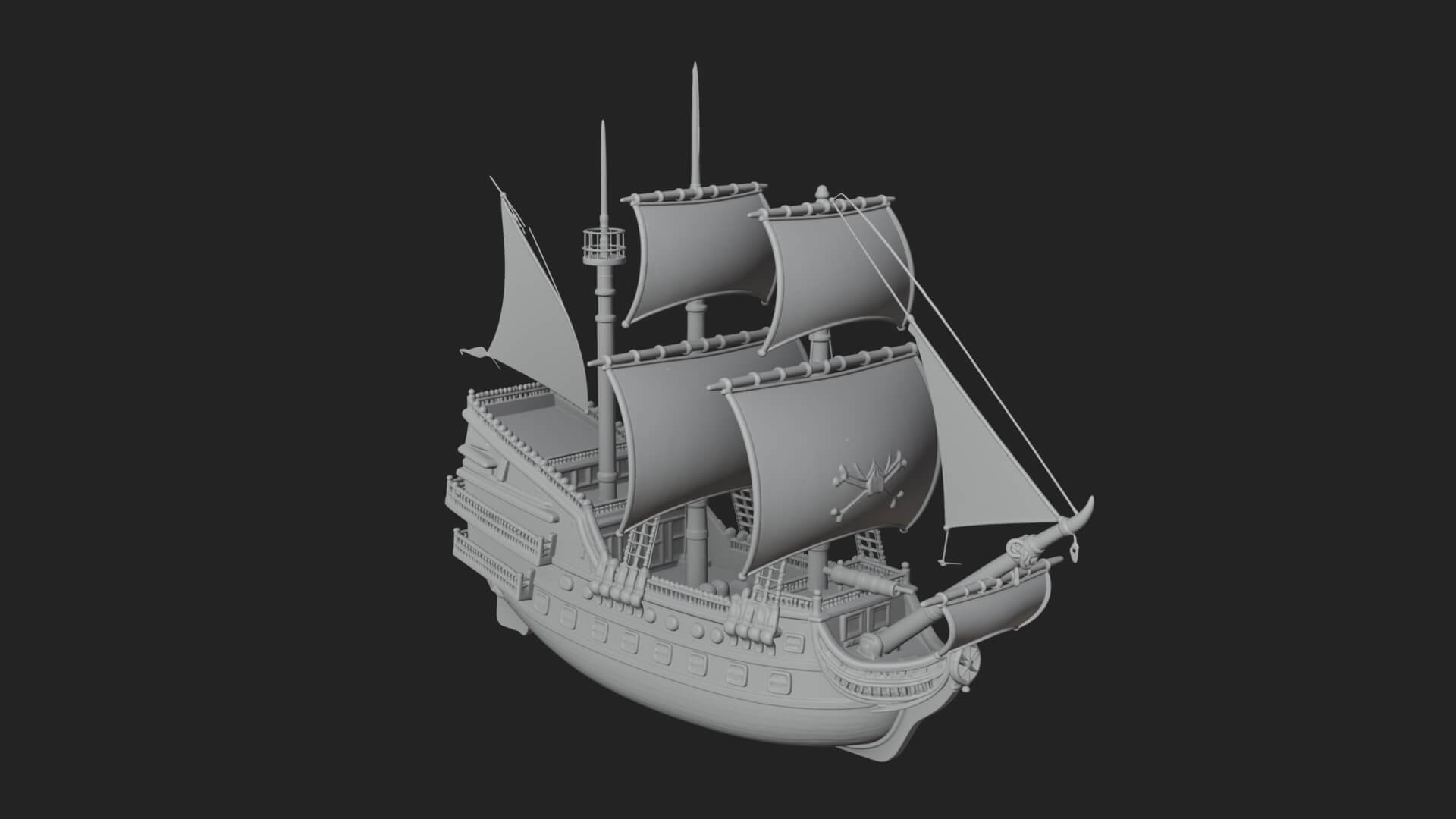 Pirate Sailing Ship Model Design 5 3D Print Model 3D Model