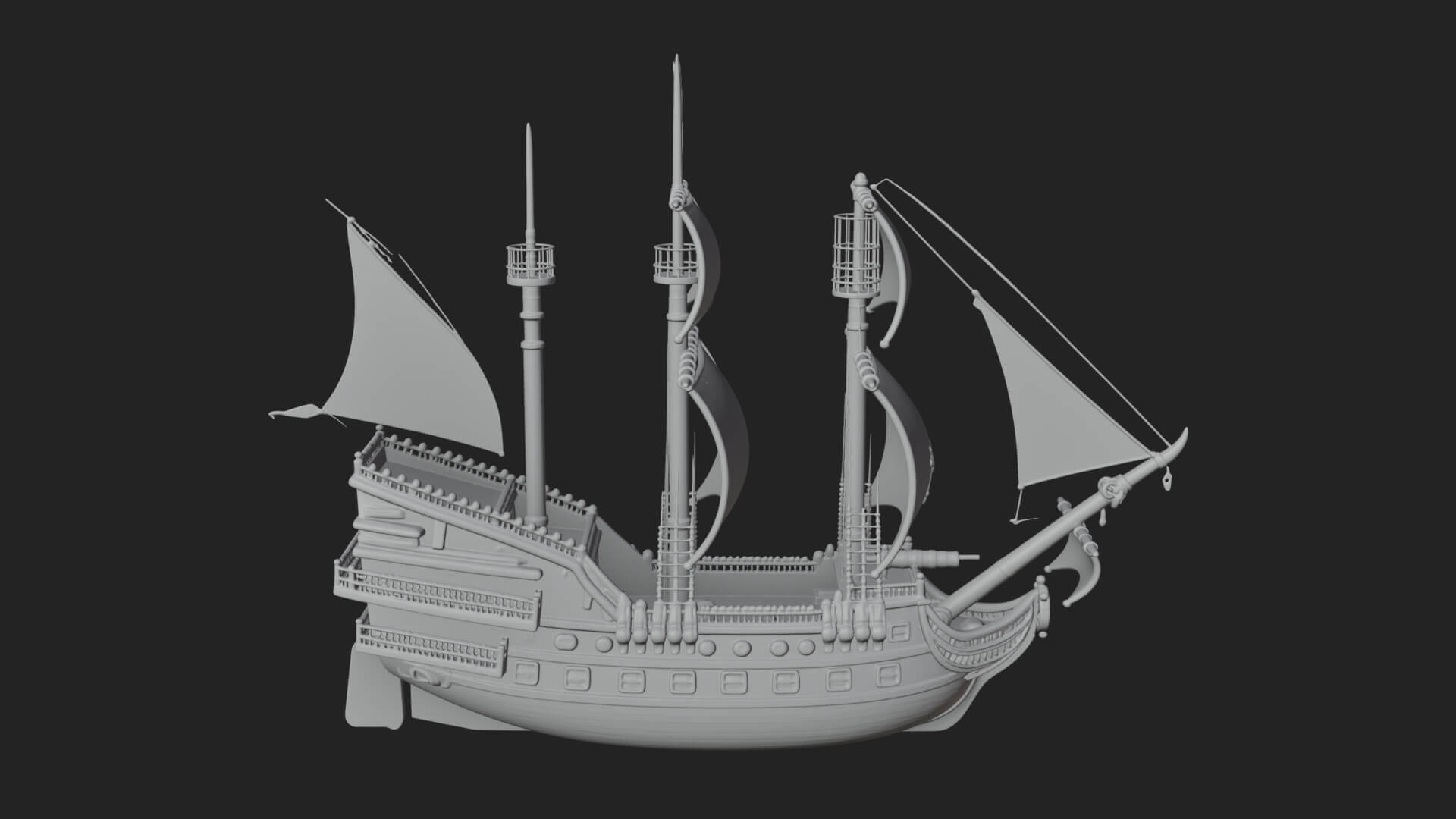 Pirate Sailing Ship Model Design 5 3D Print Model 3D Model
