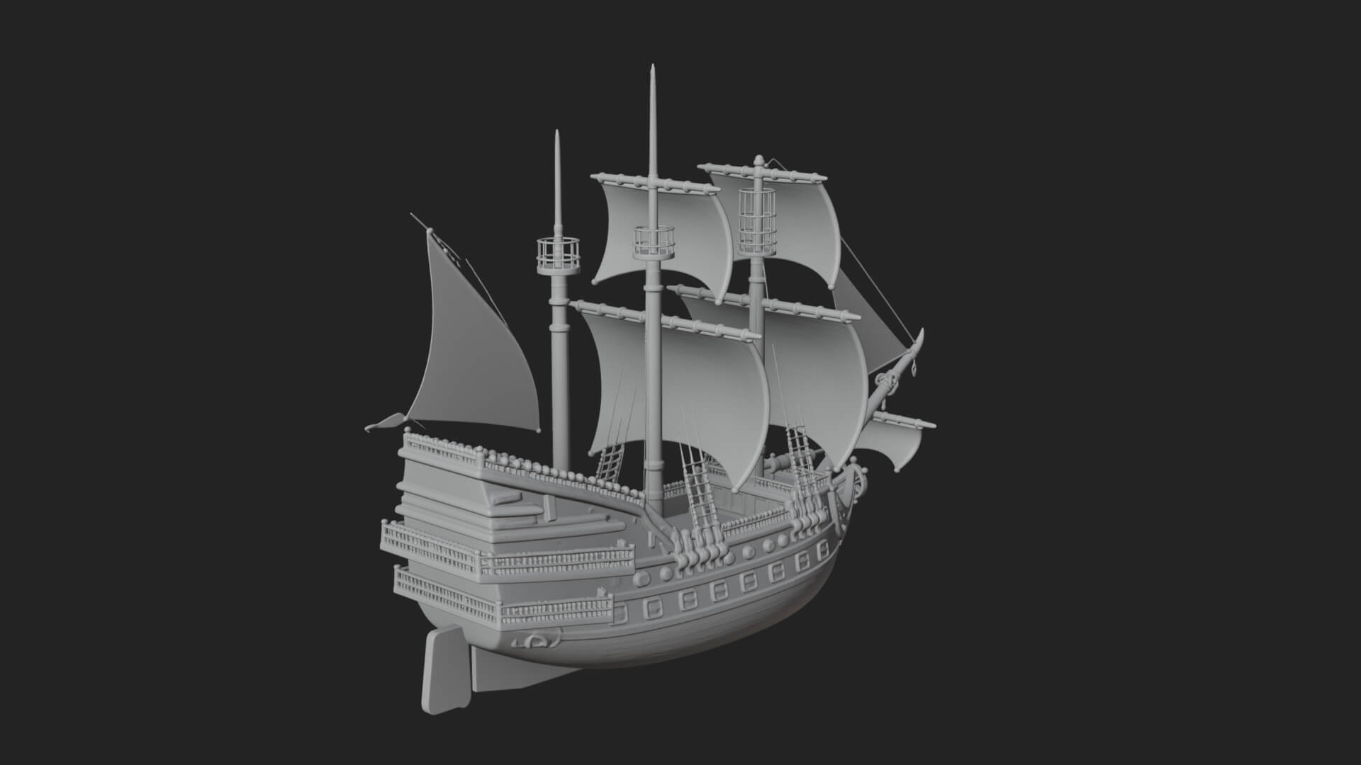 Pirate Sailing Ship Model Design 5 3D Print Model 3D Model