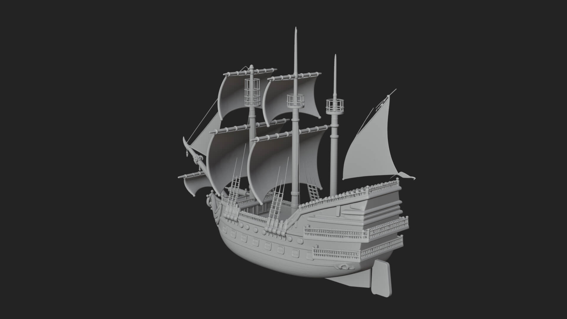 Pirate Sailing Ship Model Design 5 3D Print Model 3D Model