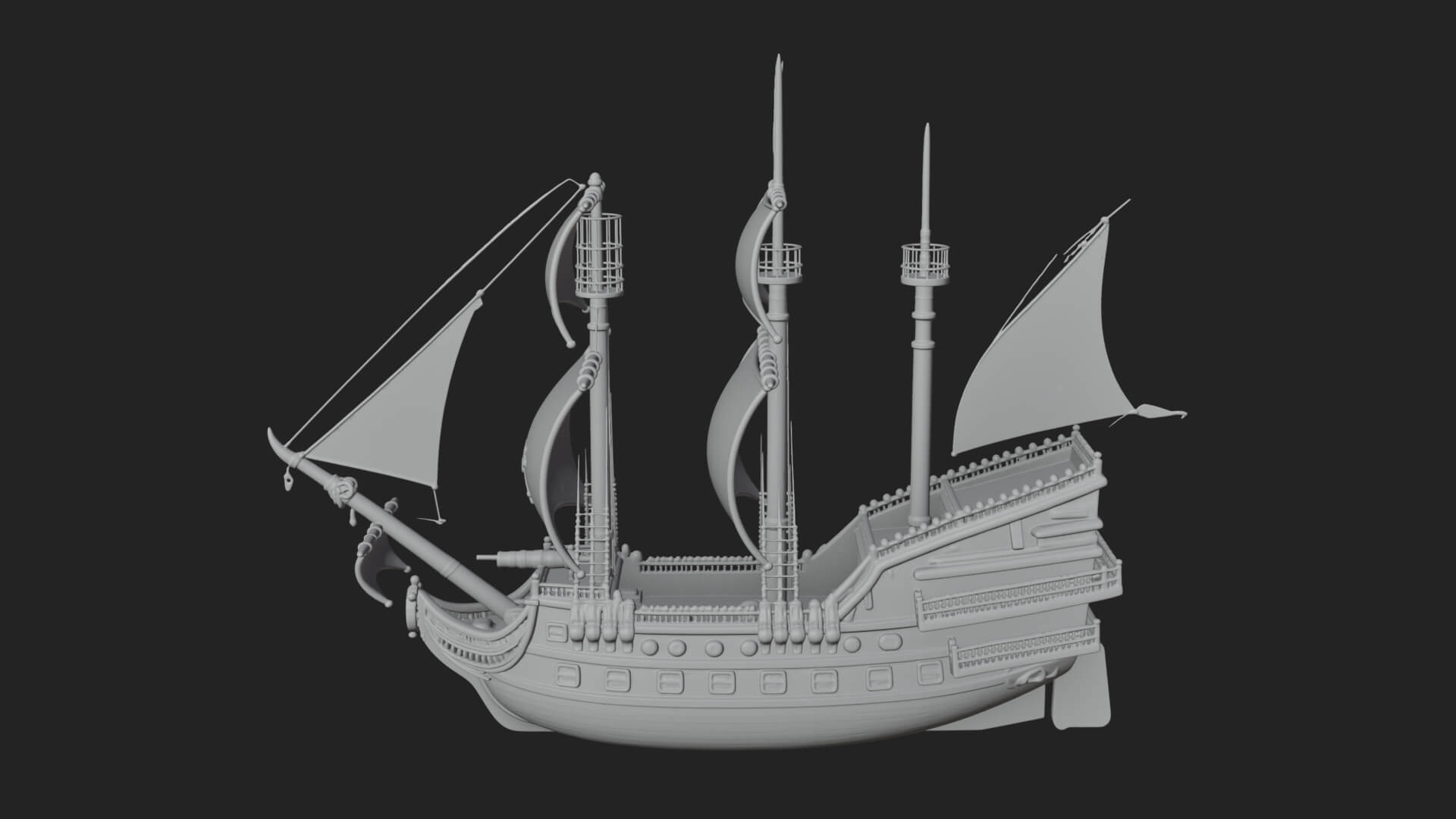 Pirate Sailing Ship Model Design 5 3D Print Model 3D Model
