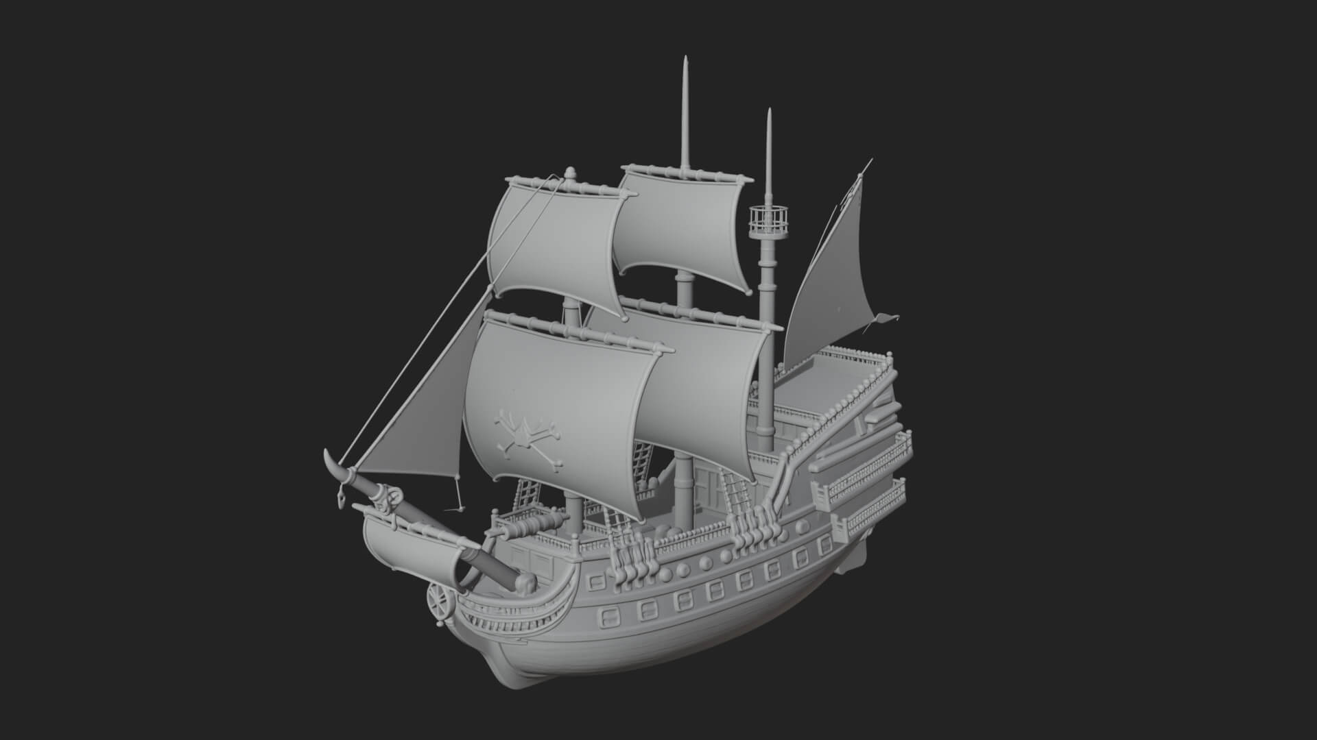 Pirate Sailing Ship Model Design 5 3D Print Model 3D Model