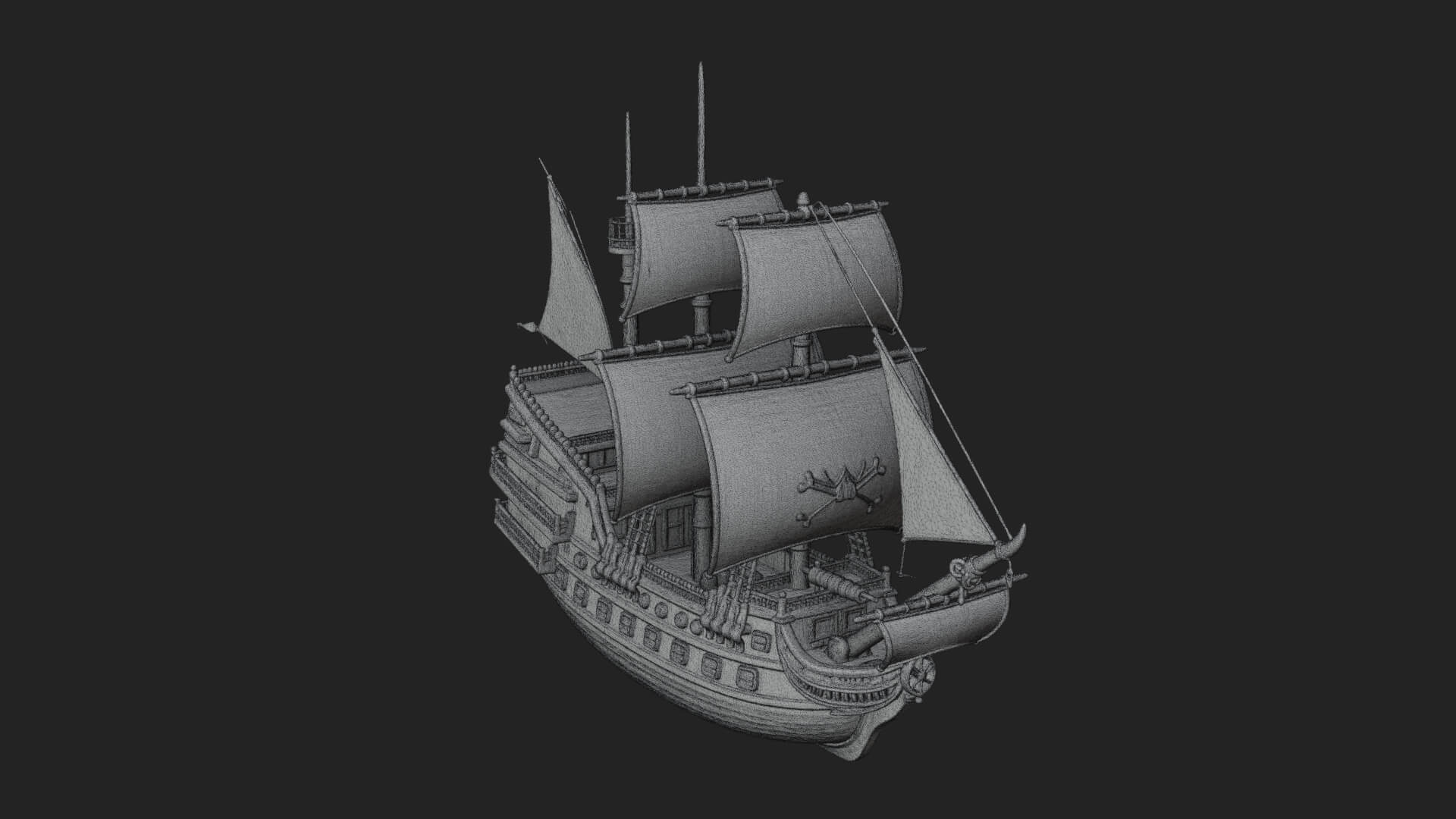 Pirate Sailing Ship Model Design 5 3D Print Model 3D Model
