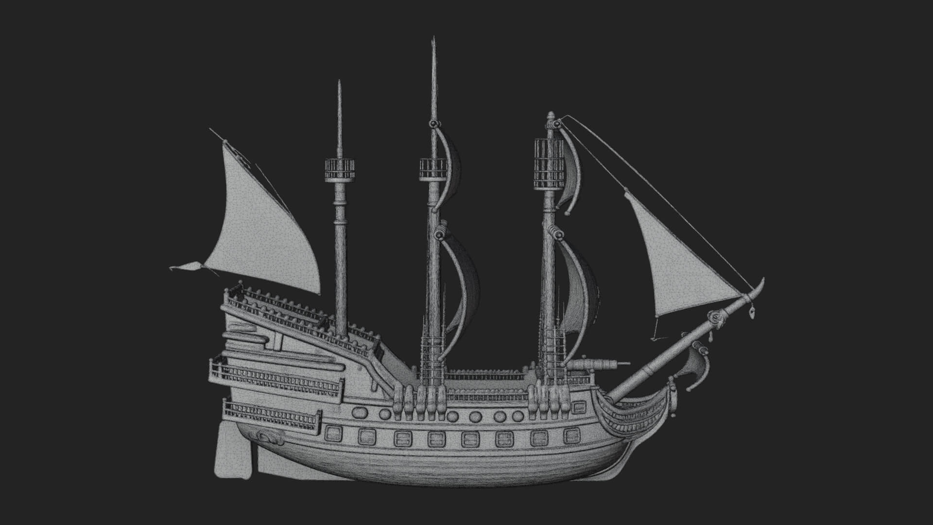 Pirate Sailing Ship Model Design 5 3D Print Model 3D Model