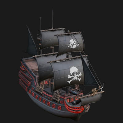 Pirate Sailing Ship Model Design 5 3D Print Model