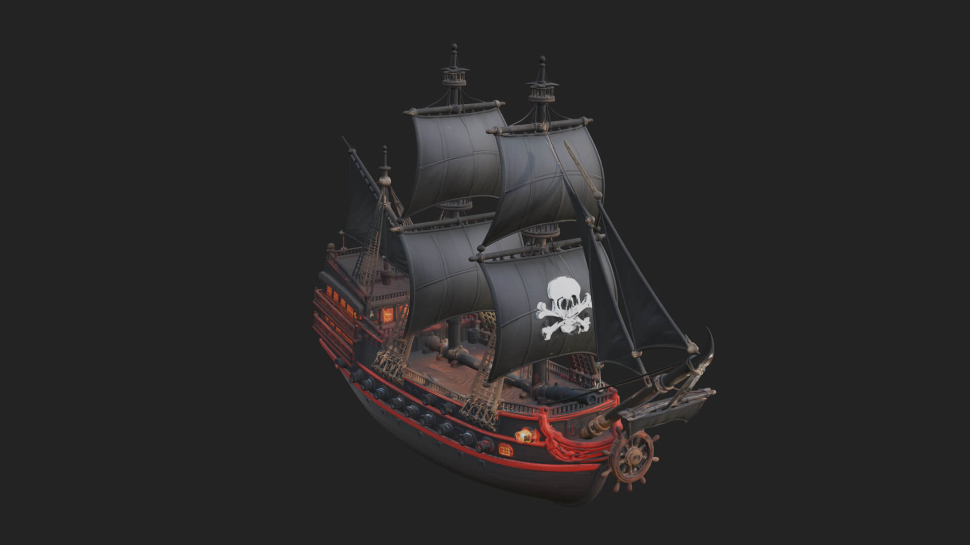 Pirate Sailing Ship Model Design 6 3D Print Model 3D Model