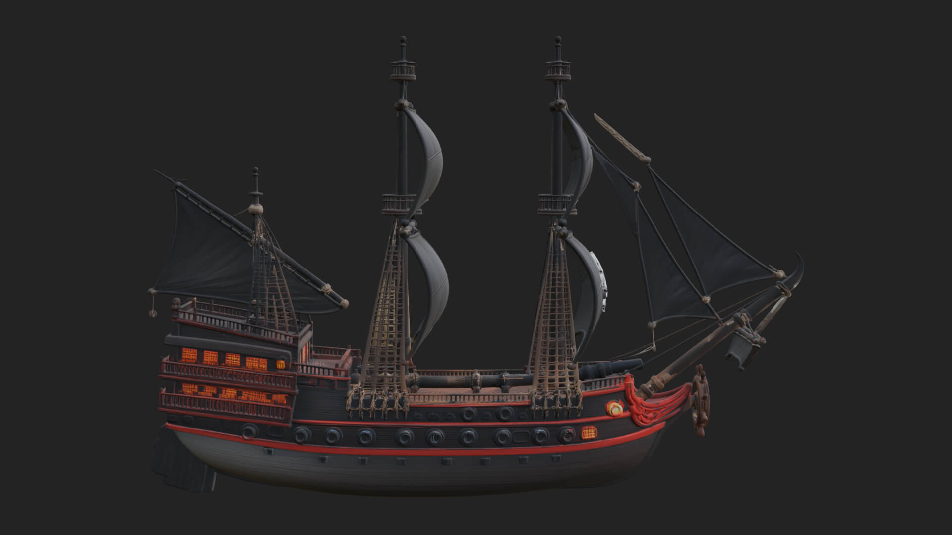 Pirate Sailing Ship Model Design 6 3D Print Model 3D Model