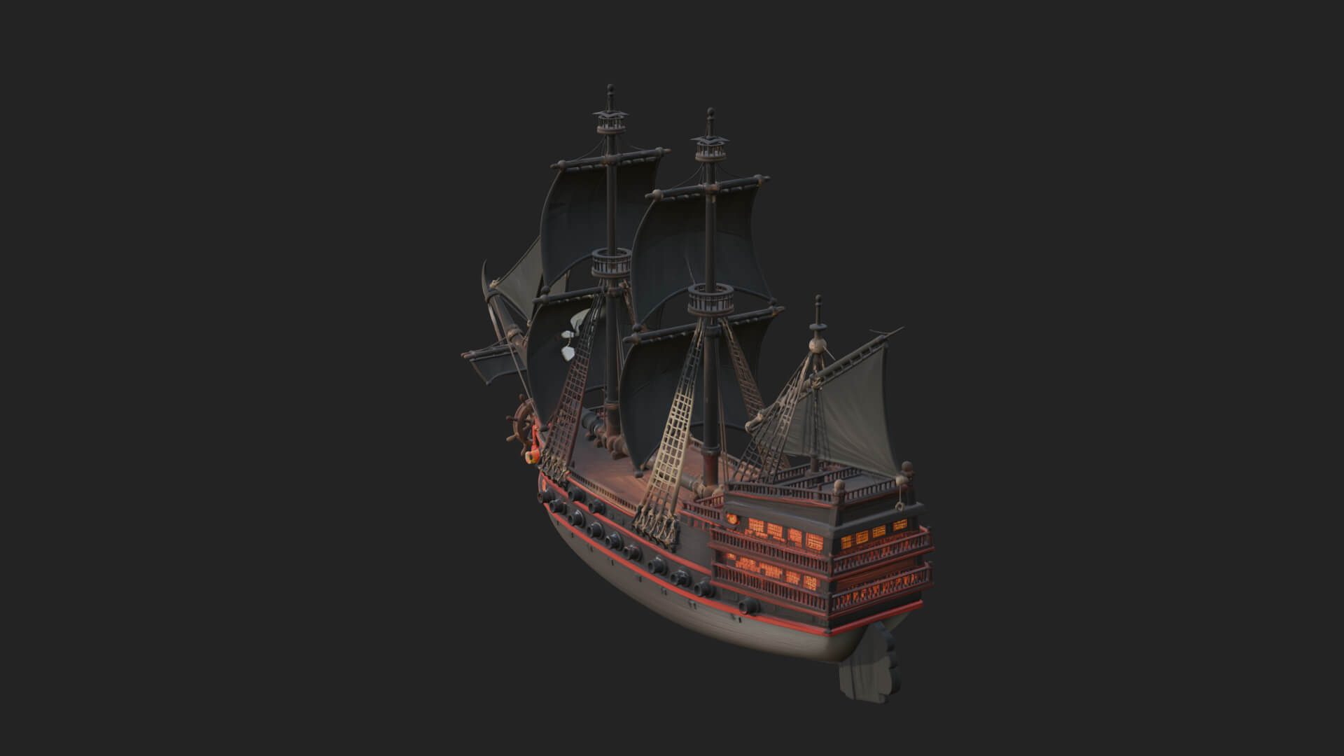 Pirate Sailing Ship Model Design 6 3D Print Model 3D Model
