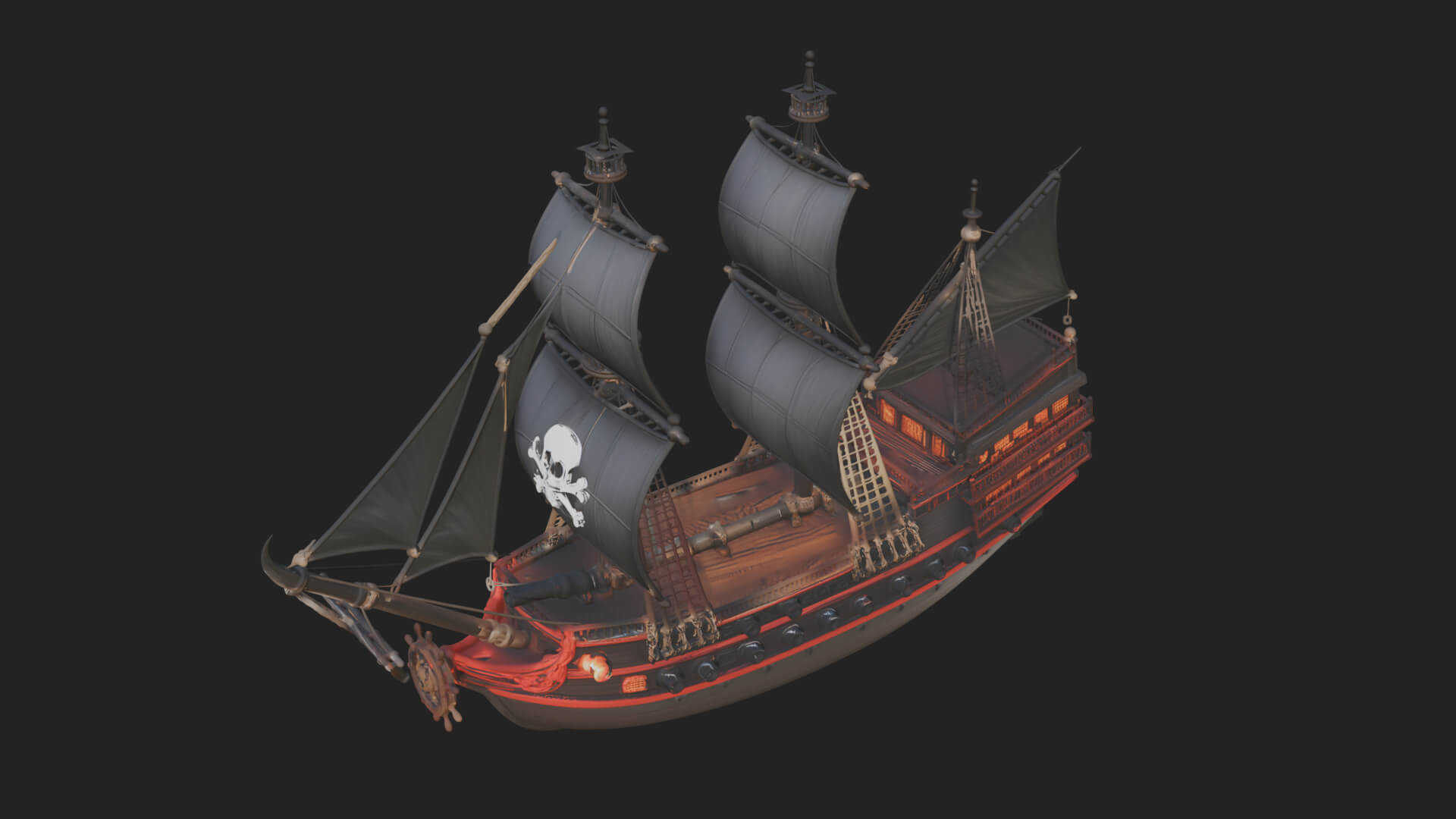 Pirate Sailing Ship Model Design 6 3D Print Model 3D Model