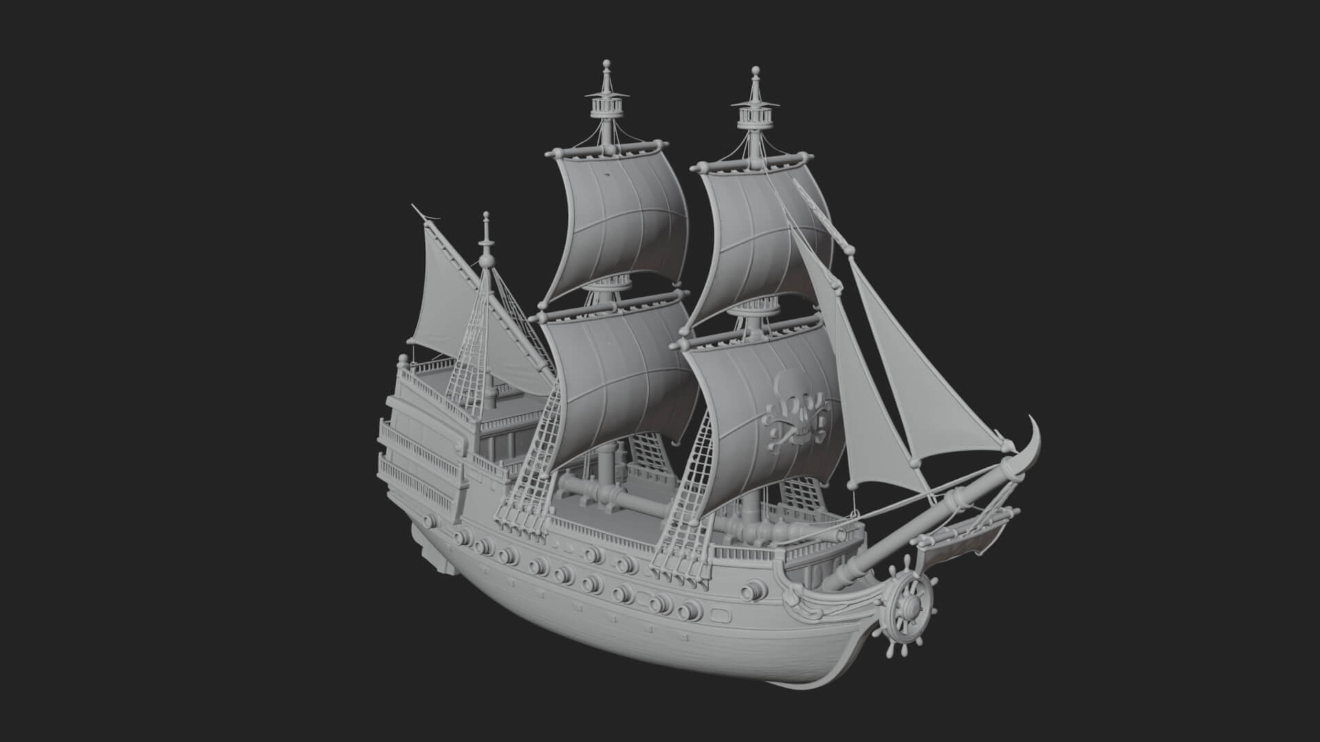 Pirate Sailing Ship Model Design 6 3D Print Model 3D Model