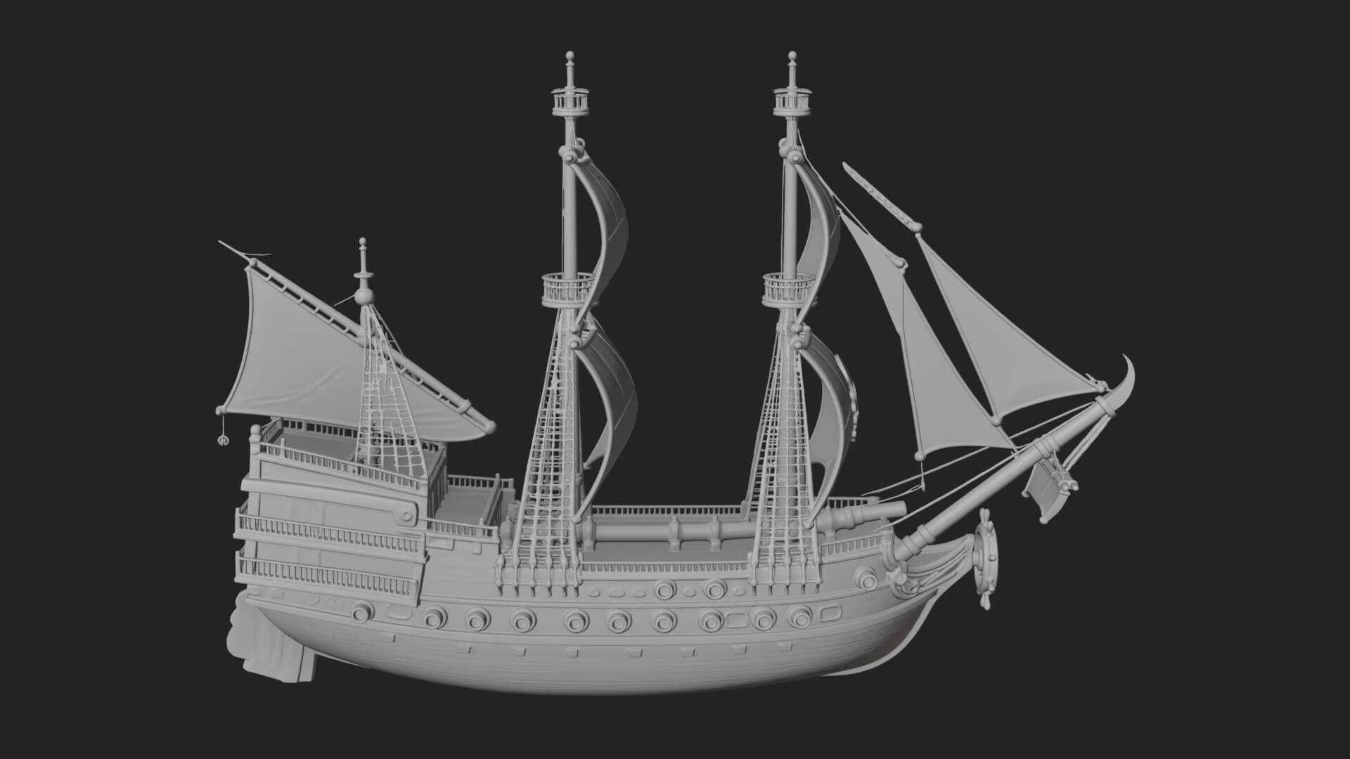 Pirate Sailing Ship Model Design 6 3D Print Model 3D Model
