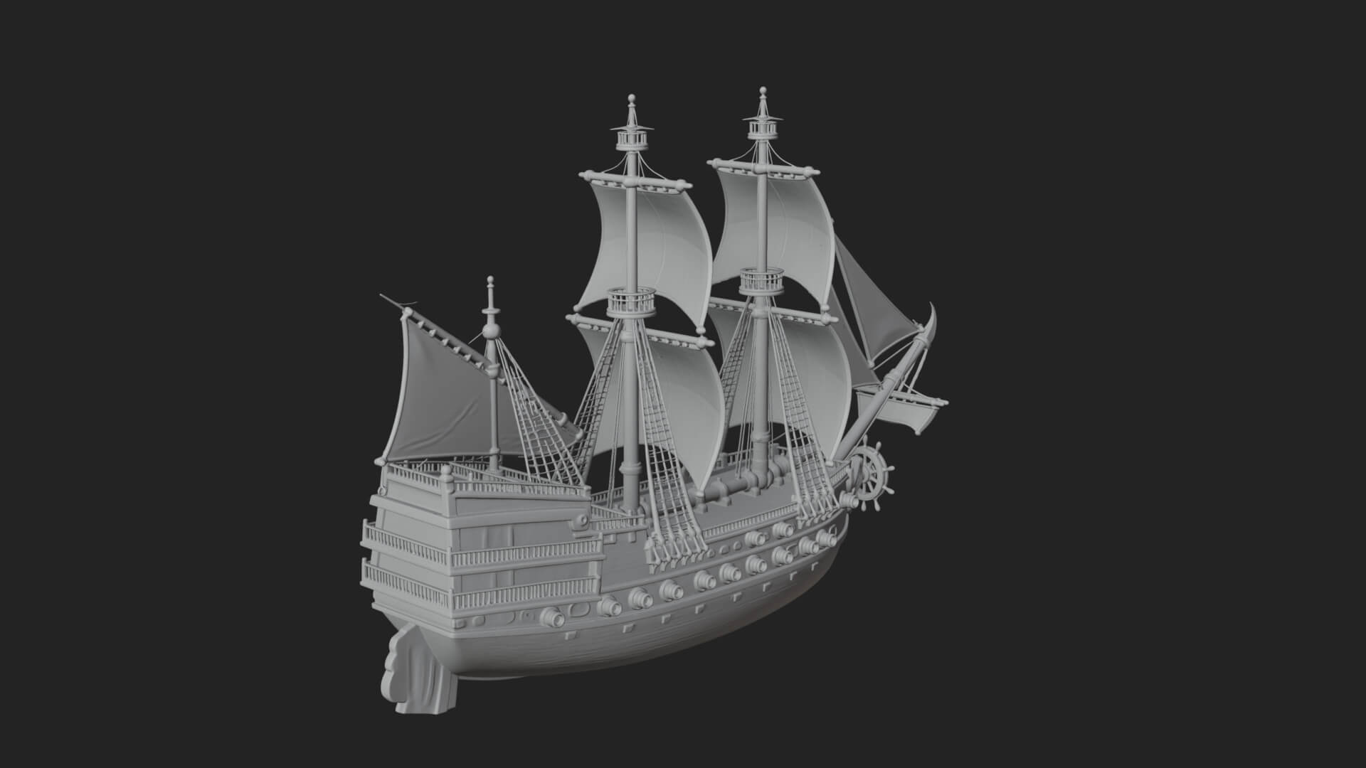 Pirate Sailing Ship Model Design 6 3D Print Model 3D Model