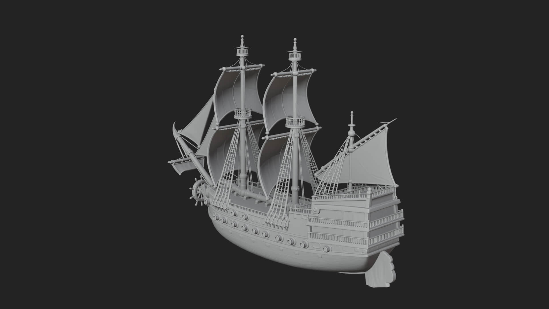Pirate Sailing Ship Model Design 6 3D Print Model 3D Model