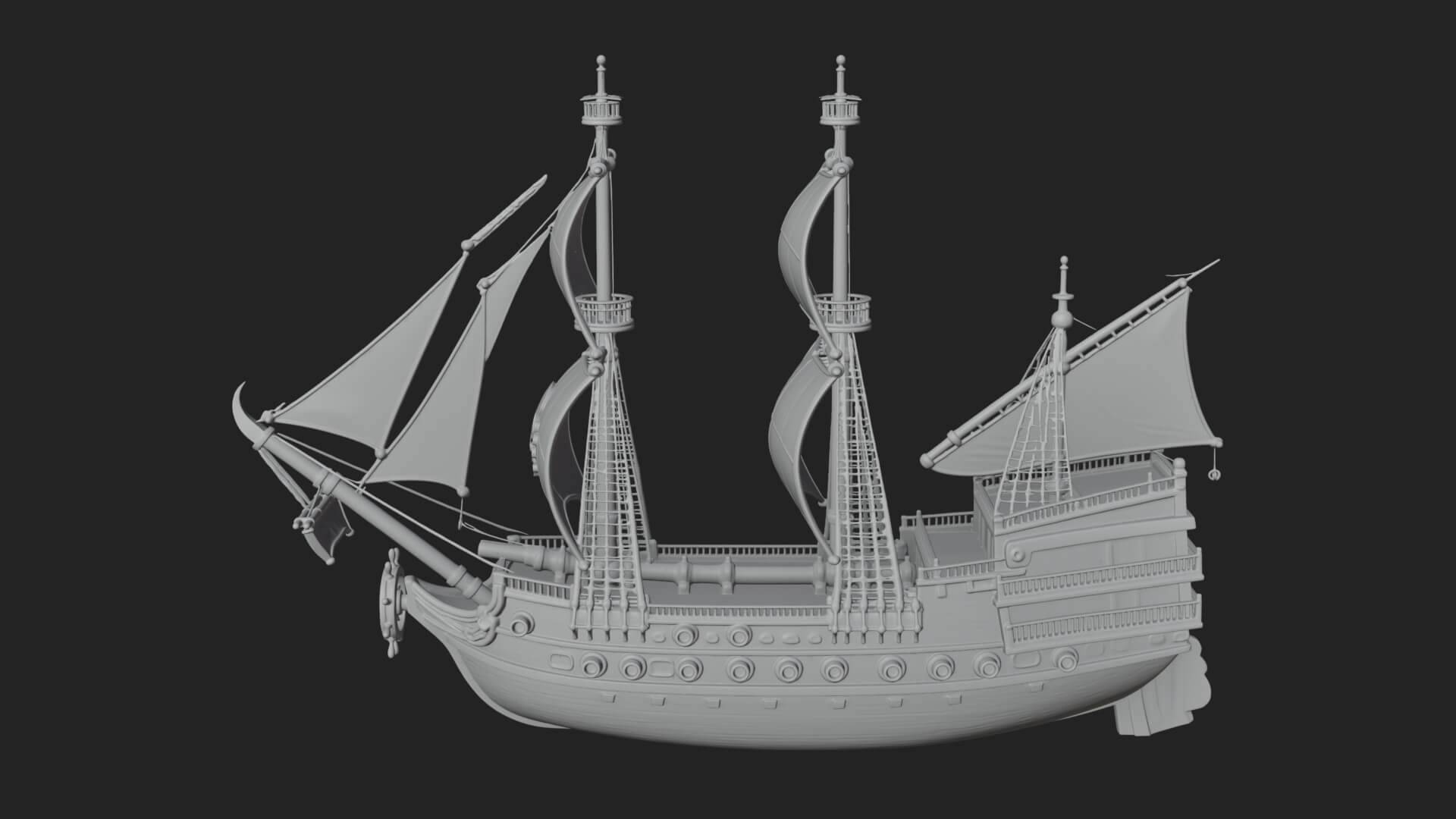 Pirate Sailing Ship Model Design 6 3D Print Model 3D Model