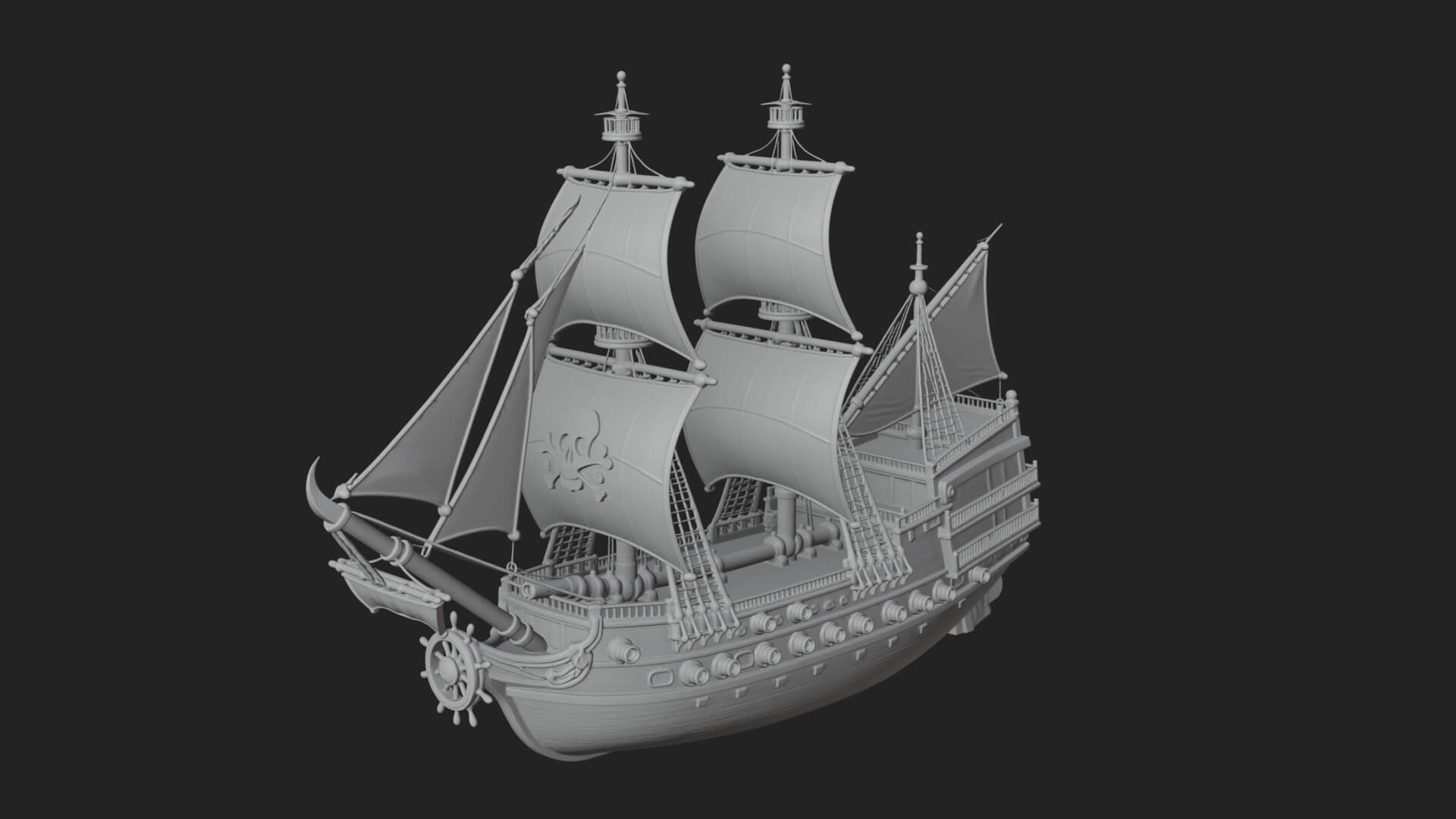 Pirate Sailing Ship Model Design 6 3D Print Model 3D Model