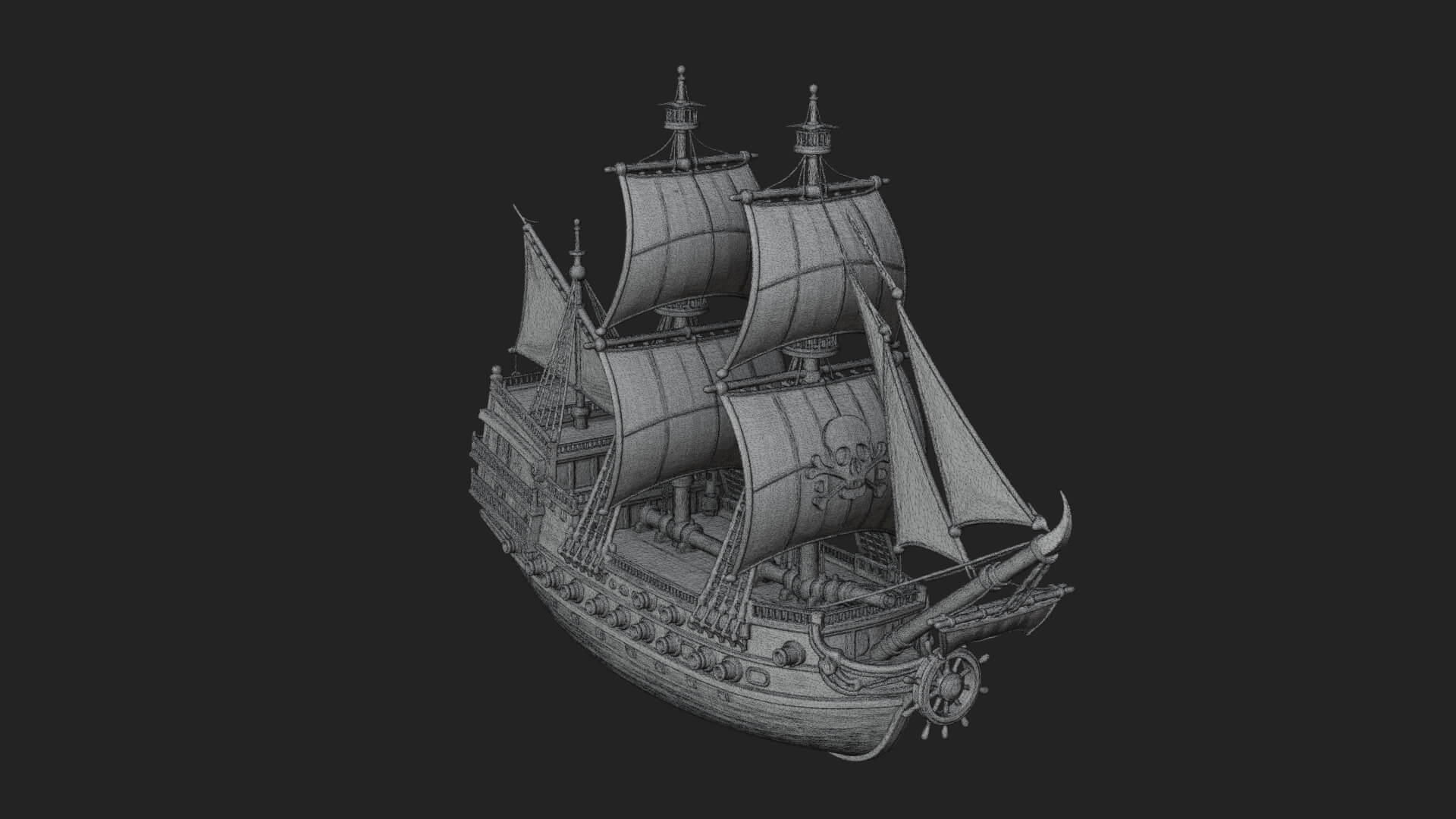 Pirate Sailing Ship Model Design 6 3D Print Model 3D Model