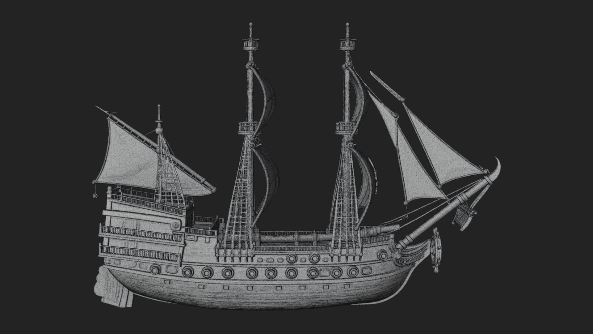 Pirate Sailing Ship Model Design 6 3D Print Model 3D Model