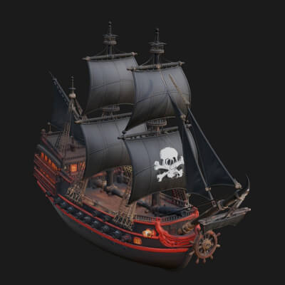 Pirate Sailing Ship Model Design 6 3D Print Model