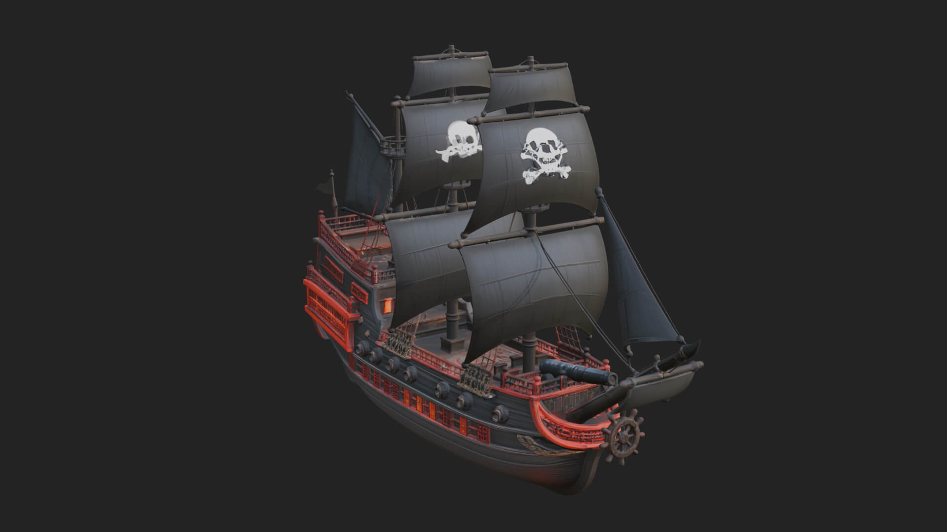 Pirate Sailing Ship Model Design 7 3D Print Model 3D Model