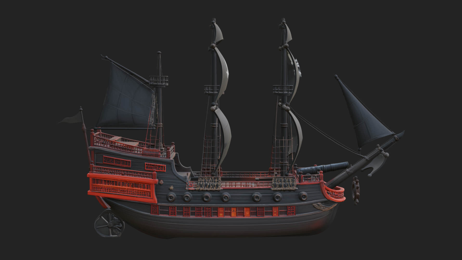 Pirate Sailing Ship Model Design 7 3D Print Model 3D Model