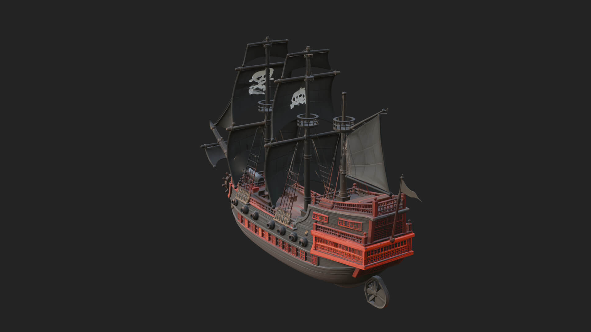 Pirate Sailing Ship Model Design 7 3D Print Model 3D Model
