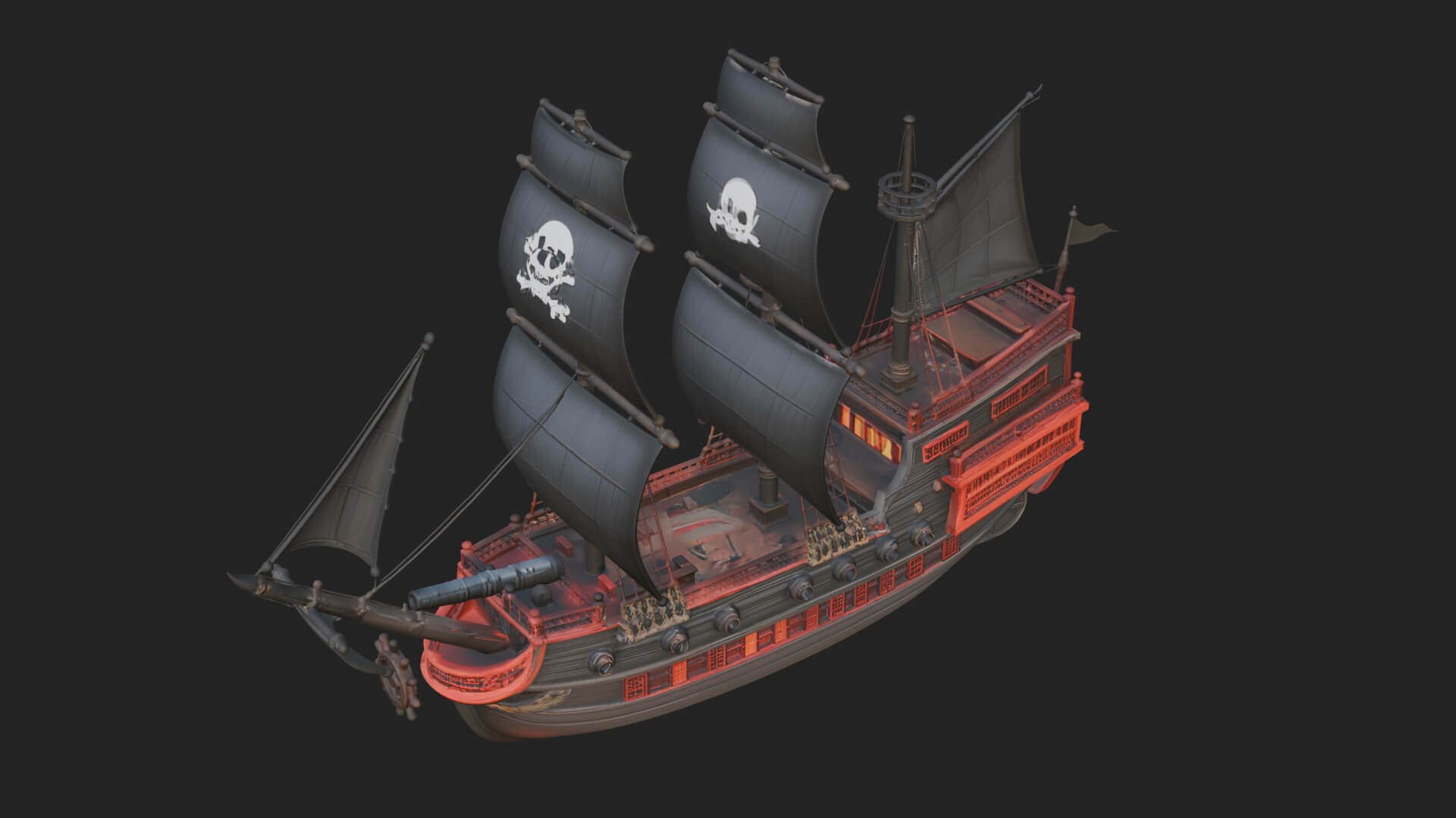 Pirate Sailing Ship Model Design 7 3D Print Model 3D Model